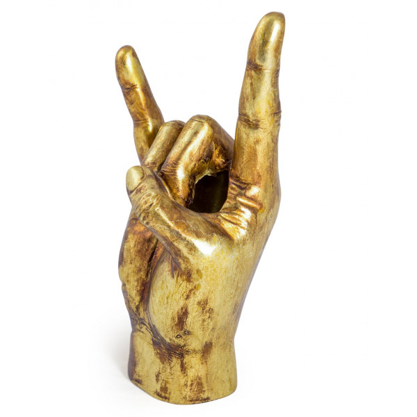 Large Rock On Gold Hand Vase 