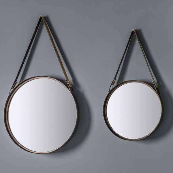 Marston Mirrors With Faux Leather Hanging Strap (Set Of 2)