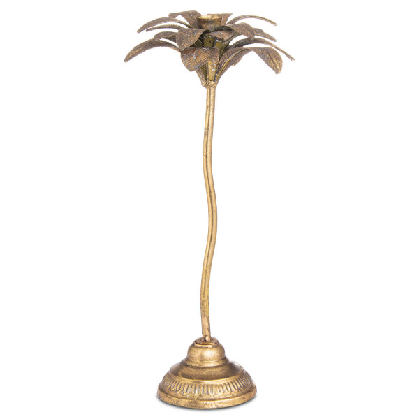 Antique Bronze Palm Tree Candle Holder - Large