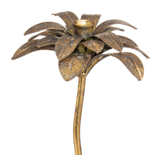 Antique Bronze Palm Tree Candle Holder - Large