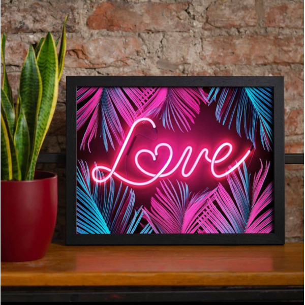 Tropical Love Neon Framed Print 